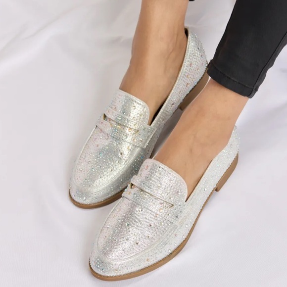 Sparkly Flat Loafers Shoes - Picture 3 of 6